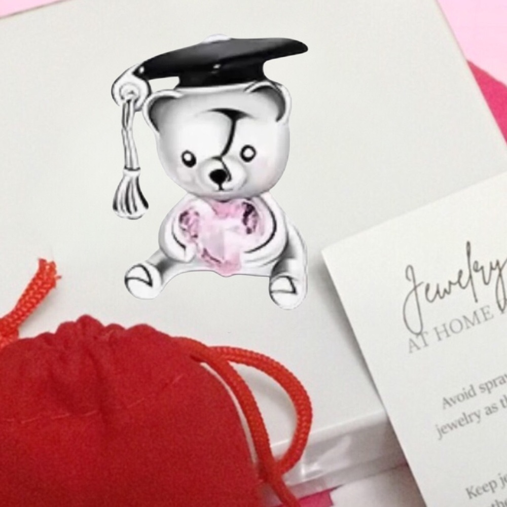 Silver Graduation Bear Congratulations Charm Pandora Style